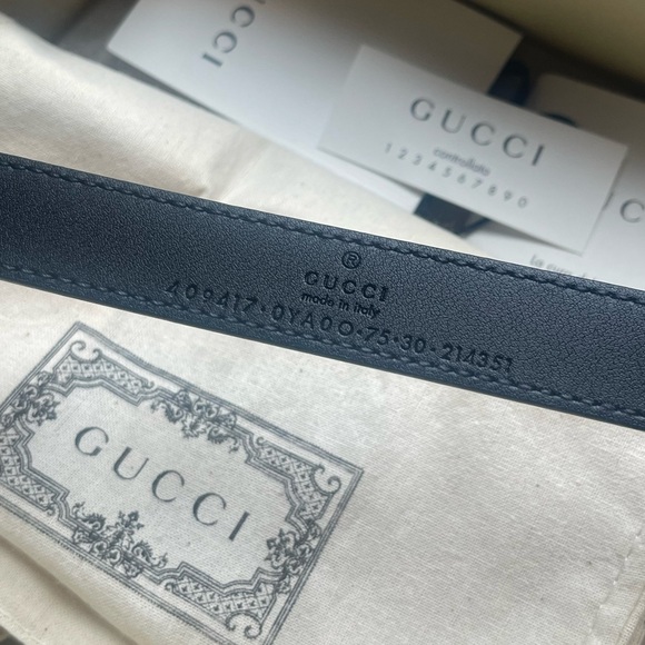 GUCCI75 thin leather double G belt - Picture 6 of 10